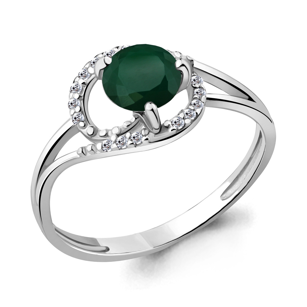 6541609А Кольцо из Серебра с агатом, фианитами