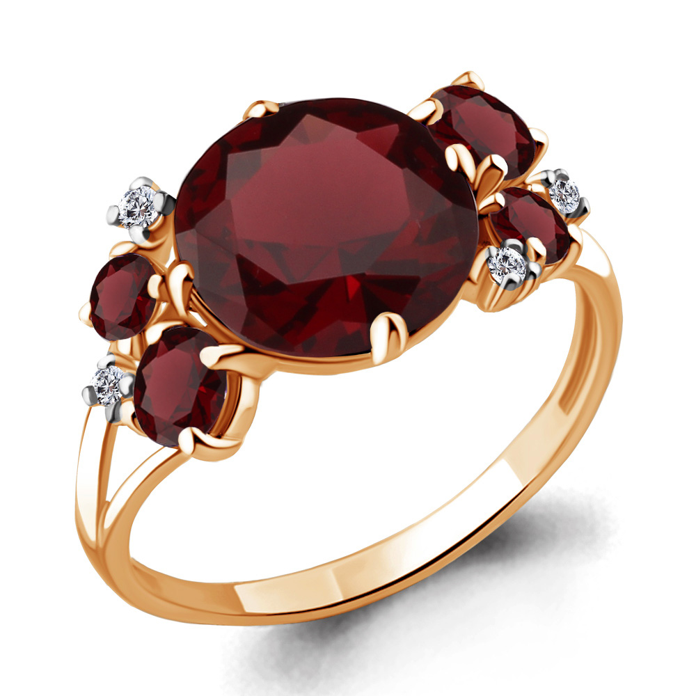 6546503 Кольцо из Золота с гранатами, фианитами