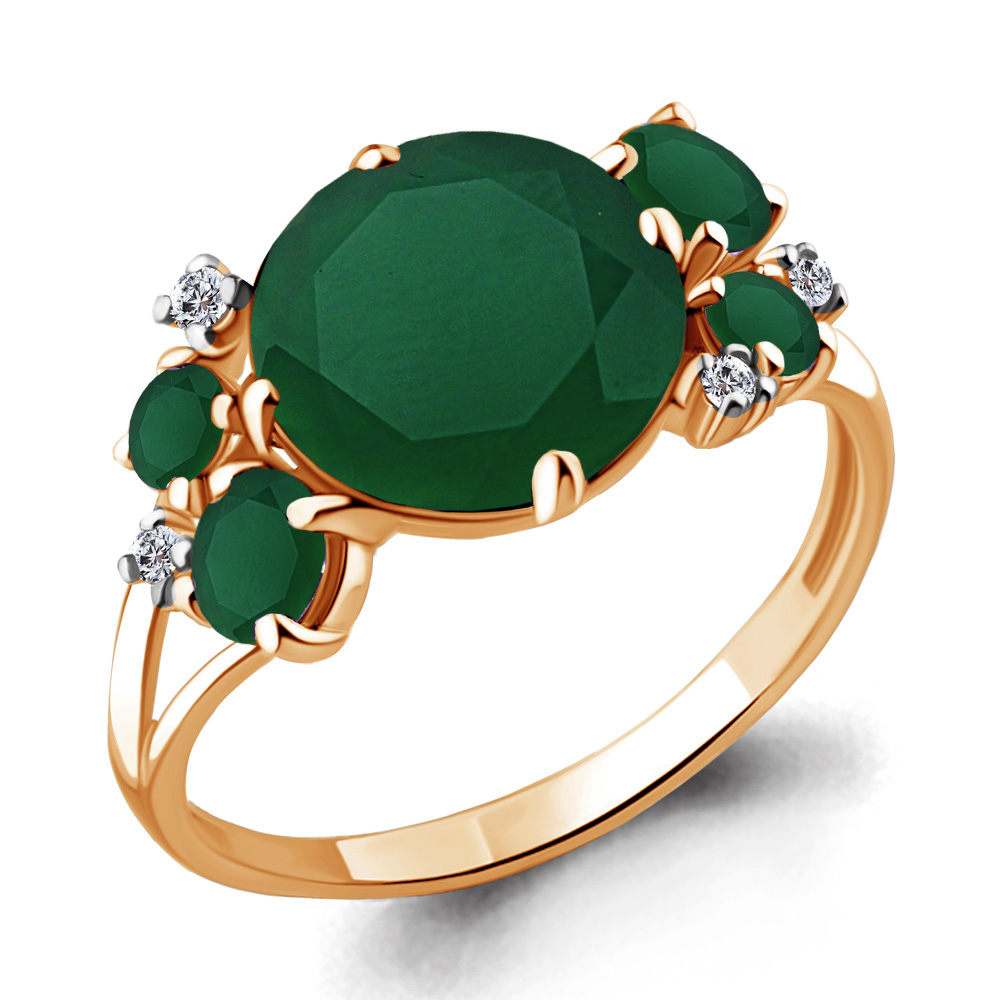 6546509А Кольцо из Золота с агатами, фианитами из коллекции "Фруктовый лёд"