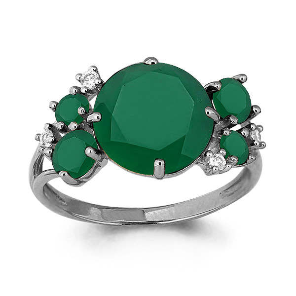 6546509А Кольцо из Серебра с агатами, фианитами из коллекции "Фруктовый лёд"