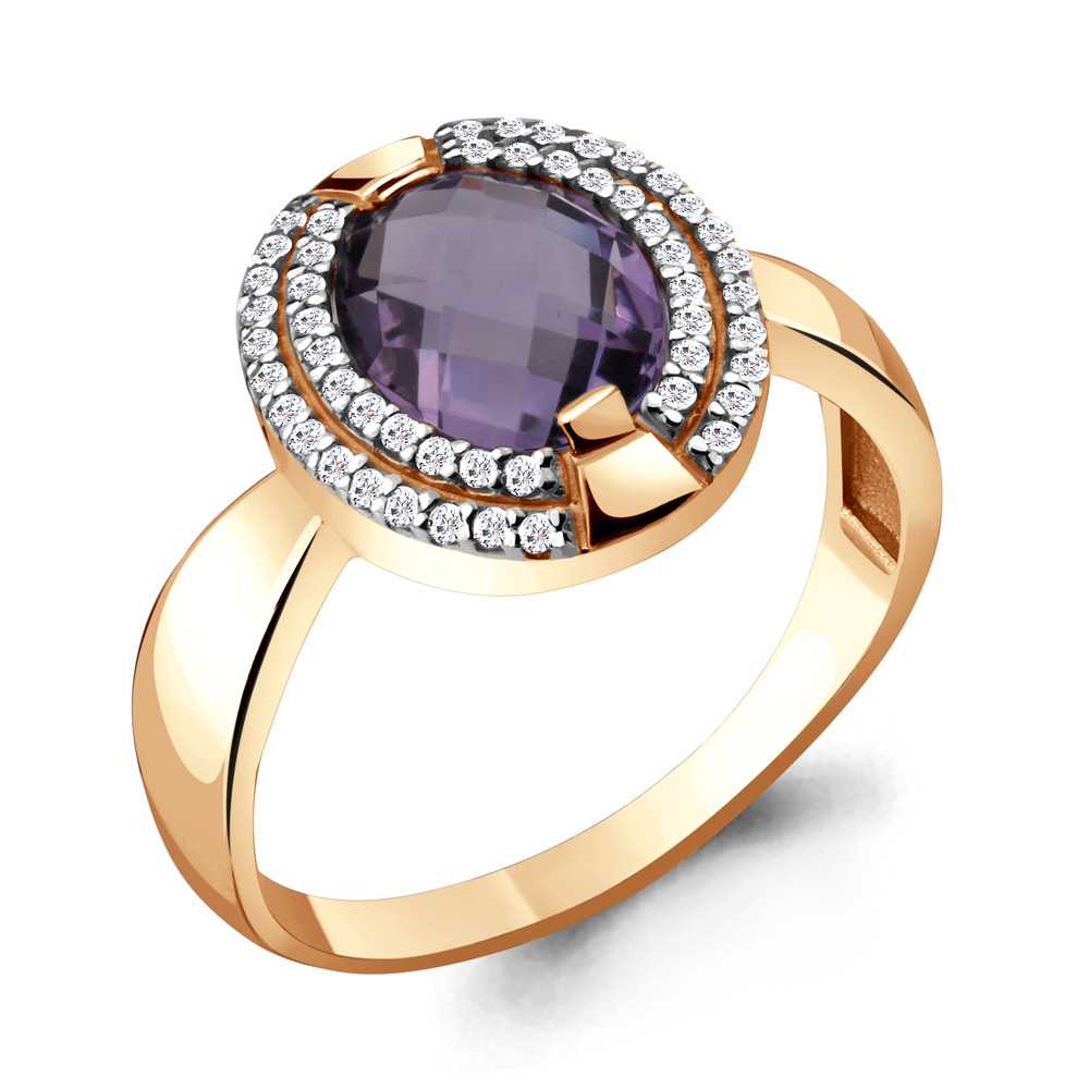 6546904А Кольцо из Золота с аметистом, фианитами