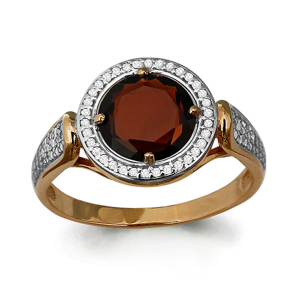 6547103А Кольцо из Золота с гранатом, фианитами