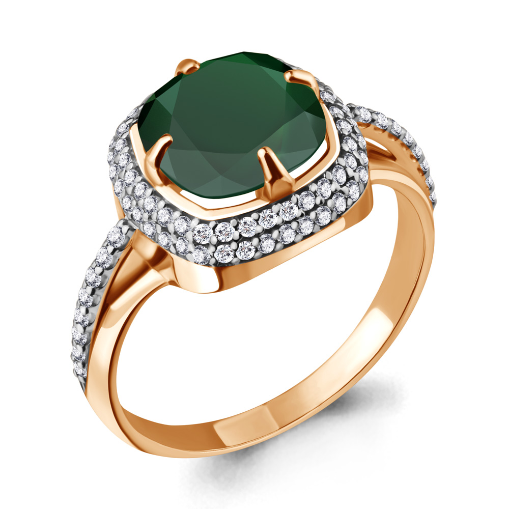 6548109А Кольцо из Золота с агатом, фианитами из коллекции "Фруктовый лёд"