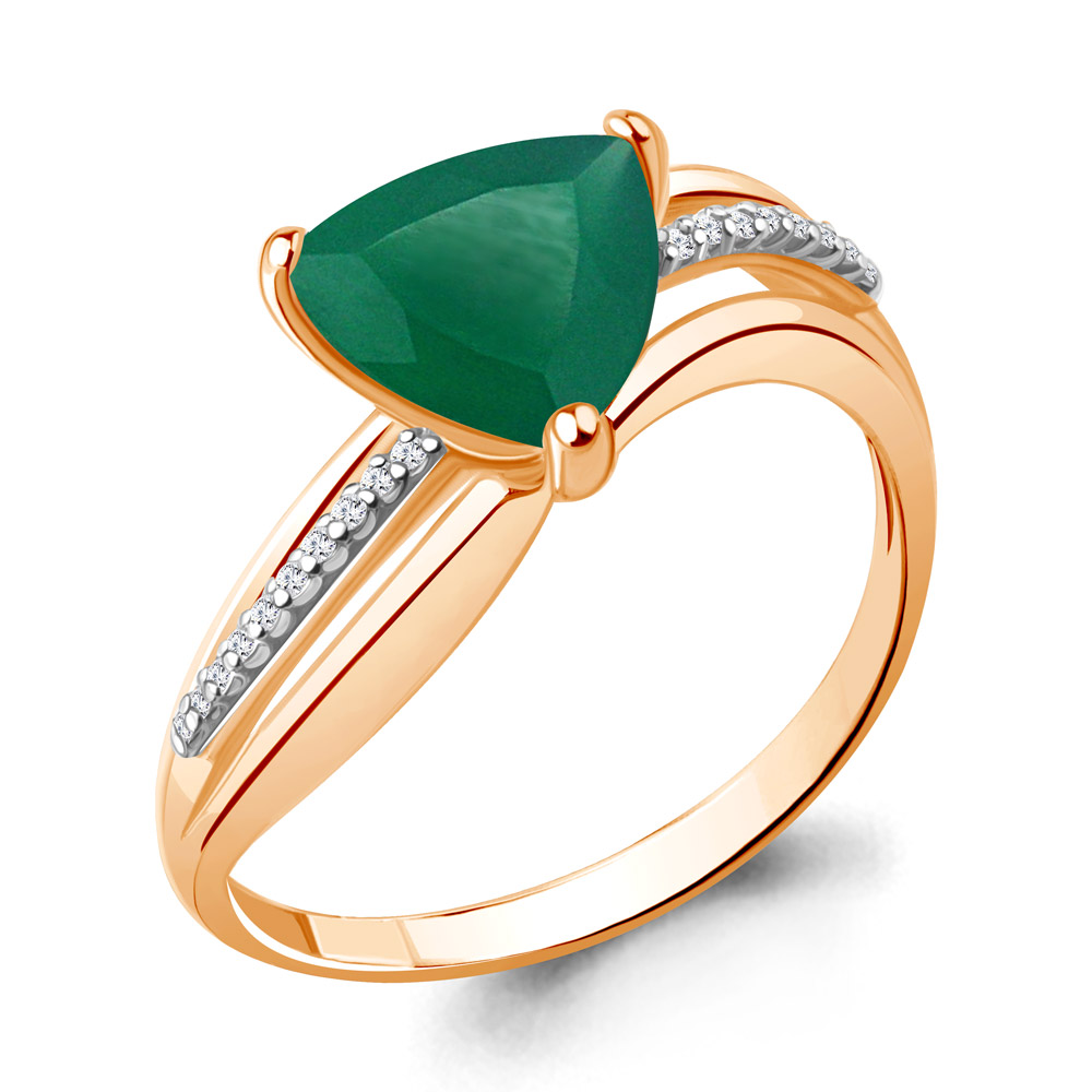 6550109А Кольцо из Золота с агатом, фианитами