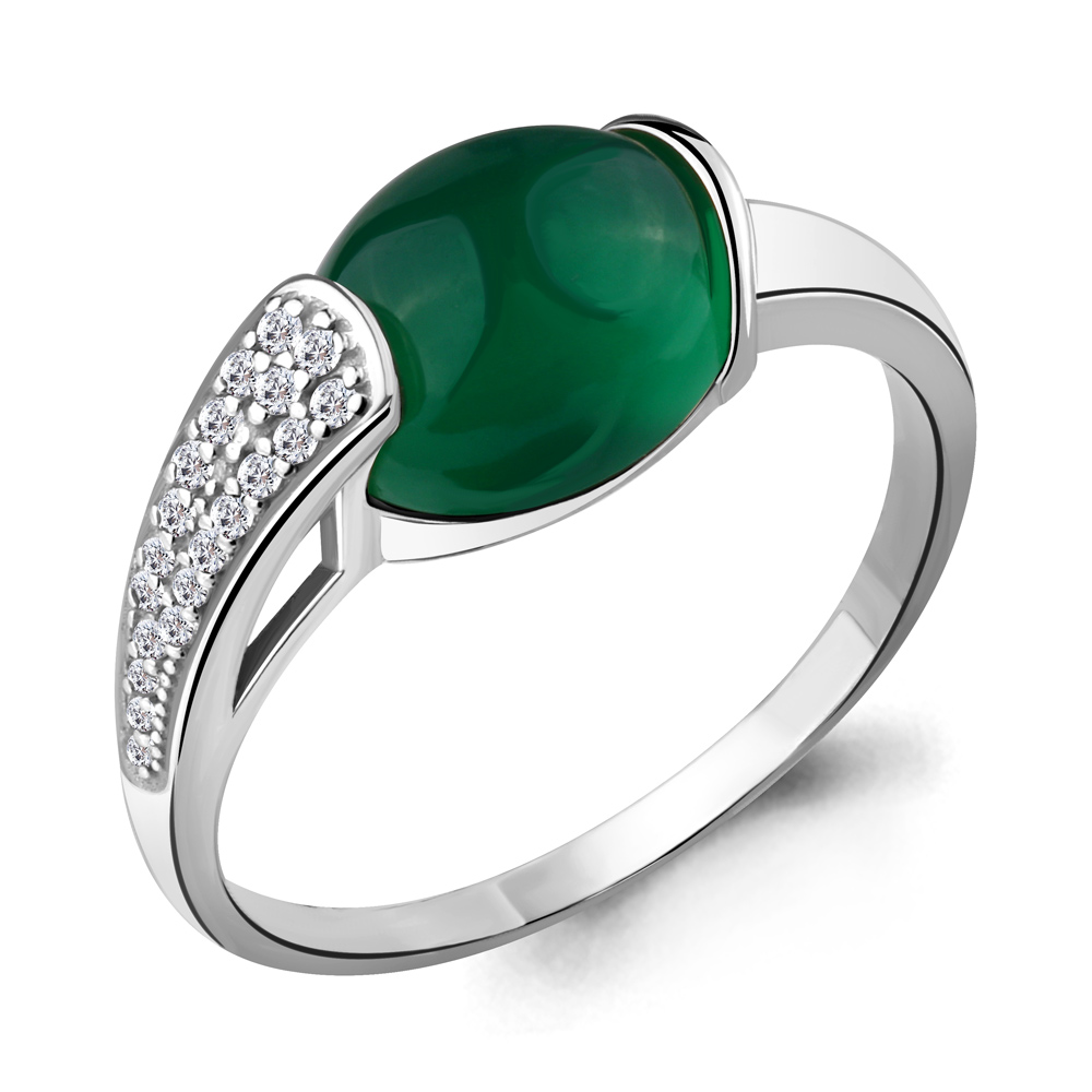 6551509А Кольцо из Серебра с агатом, фианитами из коллекции "Восточная сказка"