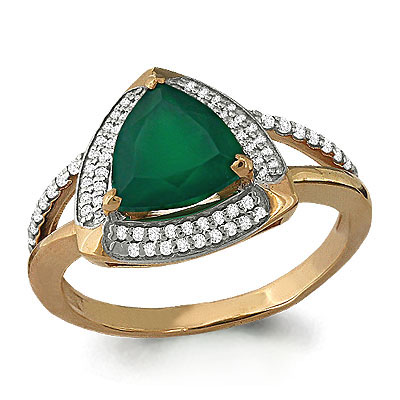 6559409А Кольцо из Золота с агатом, фианитами