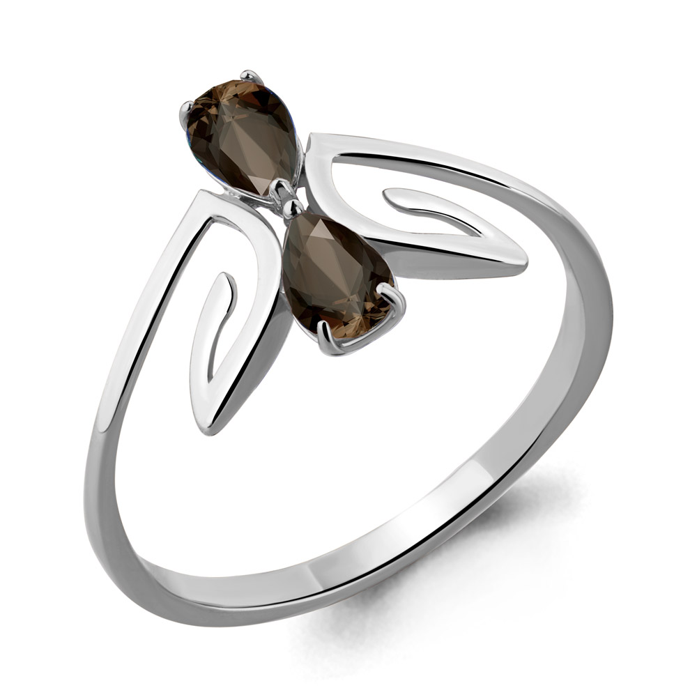 6560101 Кольцо из Серебра с кварцами дымчатыми из коллекции "Sci-Fi"
