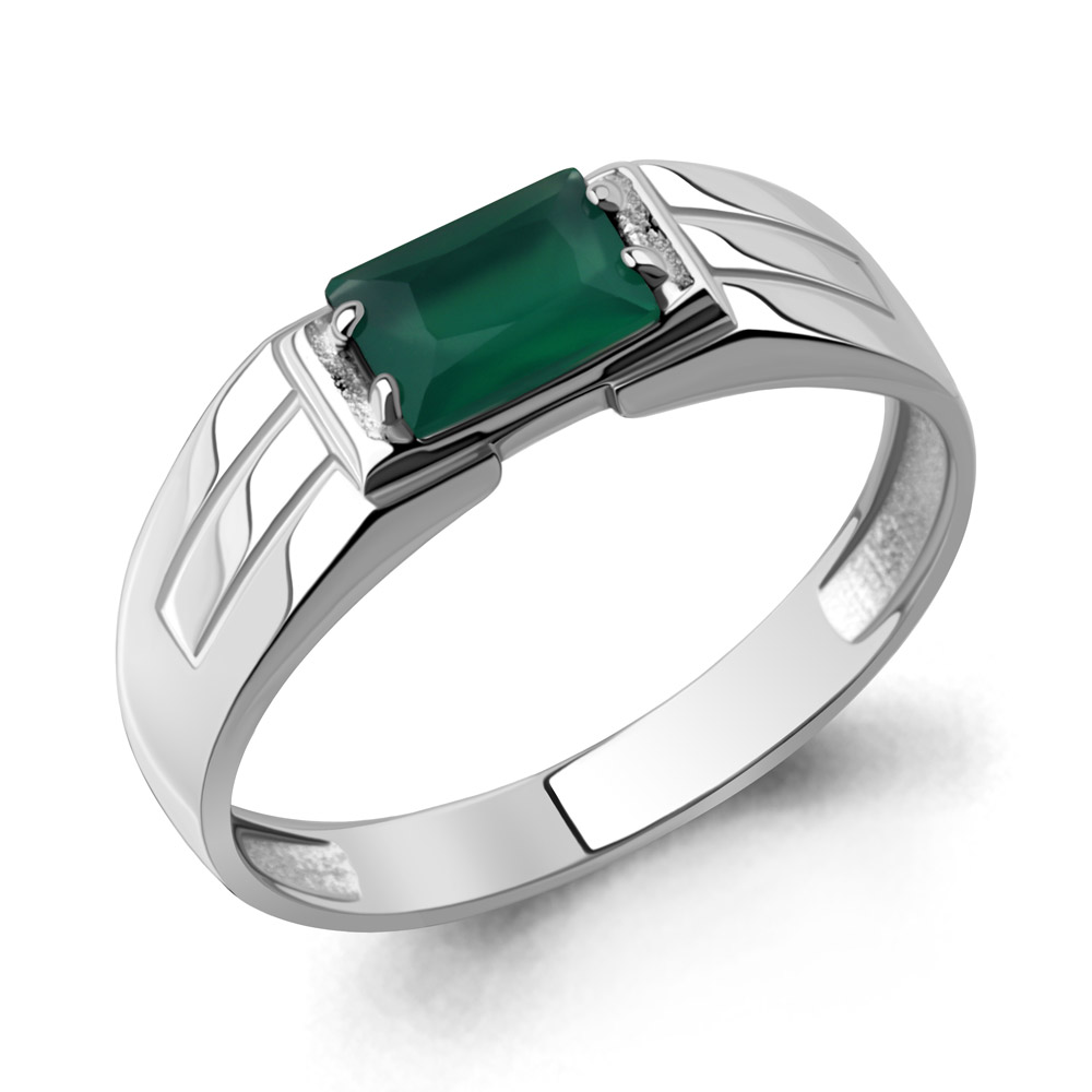 6561809 Кольцо из Серебра с агатом зеленым