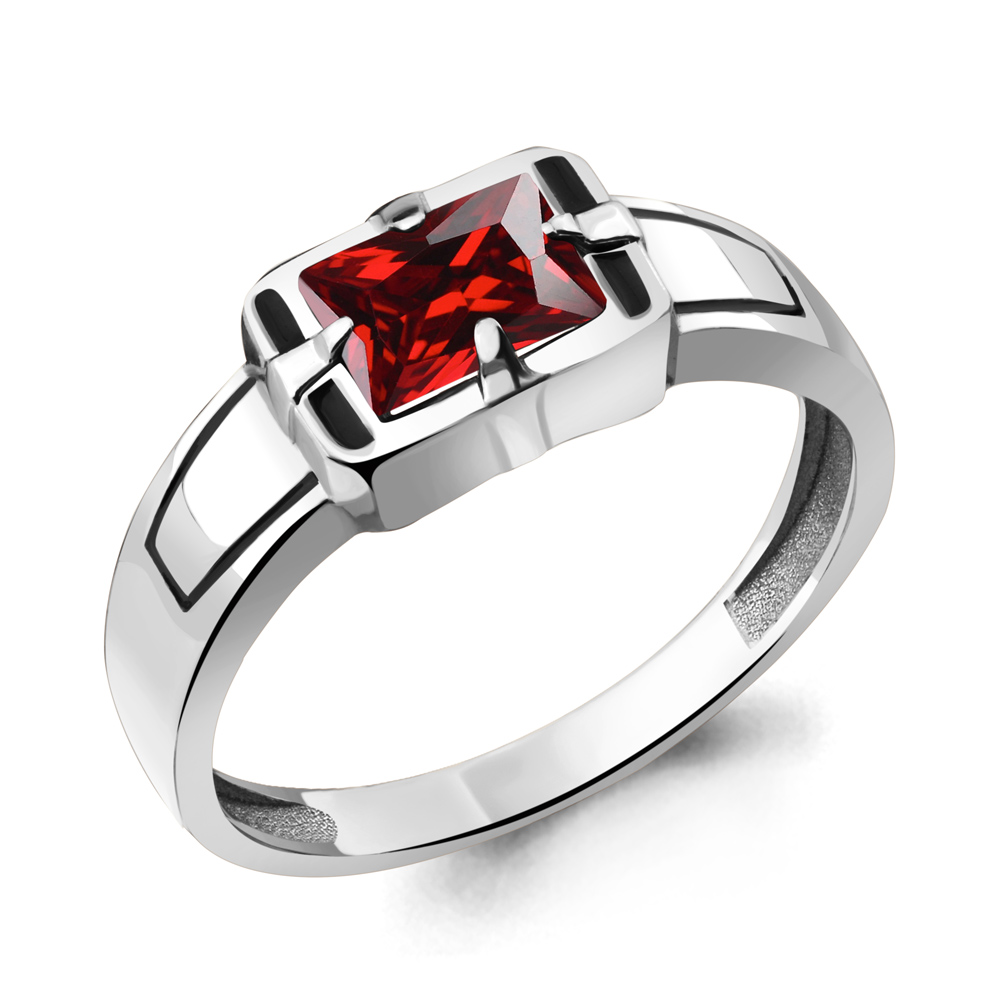 6562203 Кольцо из Серебра с гранатом, эмалью