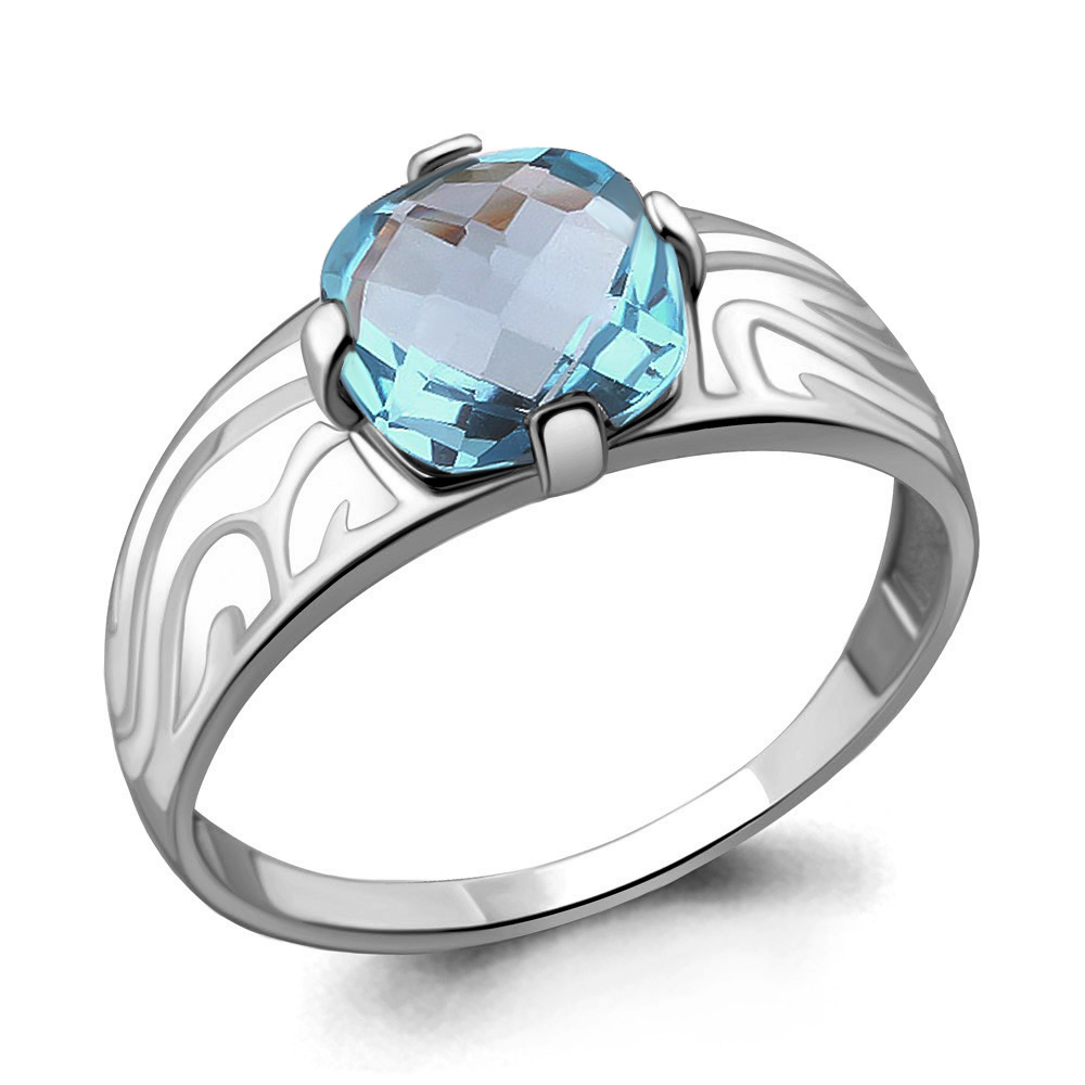 6565202 Кольцо из Серебра с топазом скай блю, эмалью из коллекции "Rio"