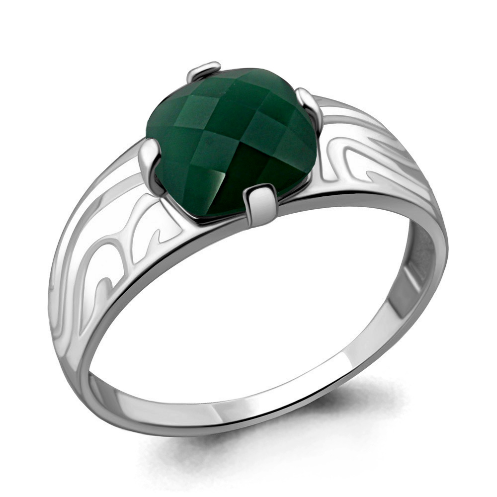 6565209 Кольцо из Серебра с агатом, эмалью