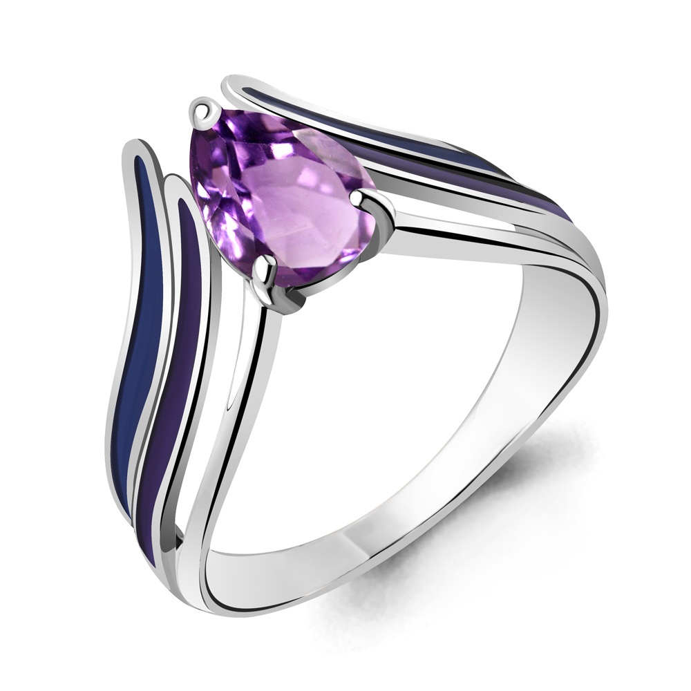 6565304 Кольцо из Серебра с аметистом, эмалью из коллекции "Rio"