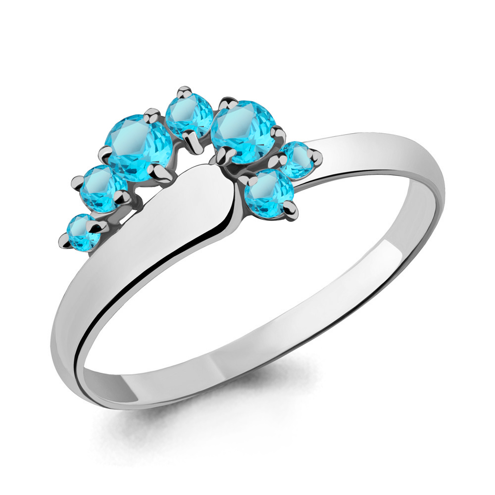 6567705 Кольцо из Серебра с топазами свисс блю из коллекции "Аура"