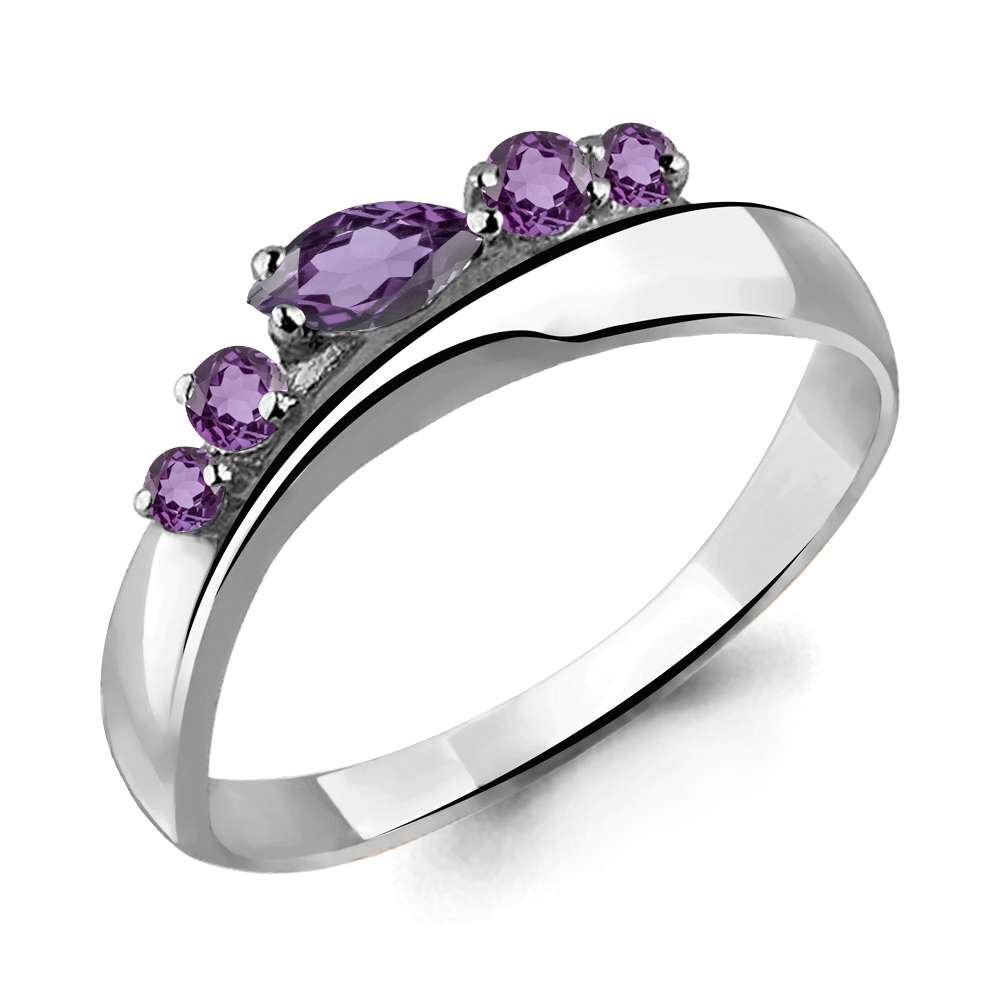 6568204 Кольцо из Серебра с аметистами из коллекции "Аура"