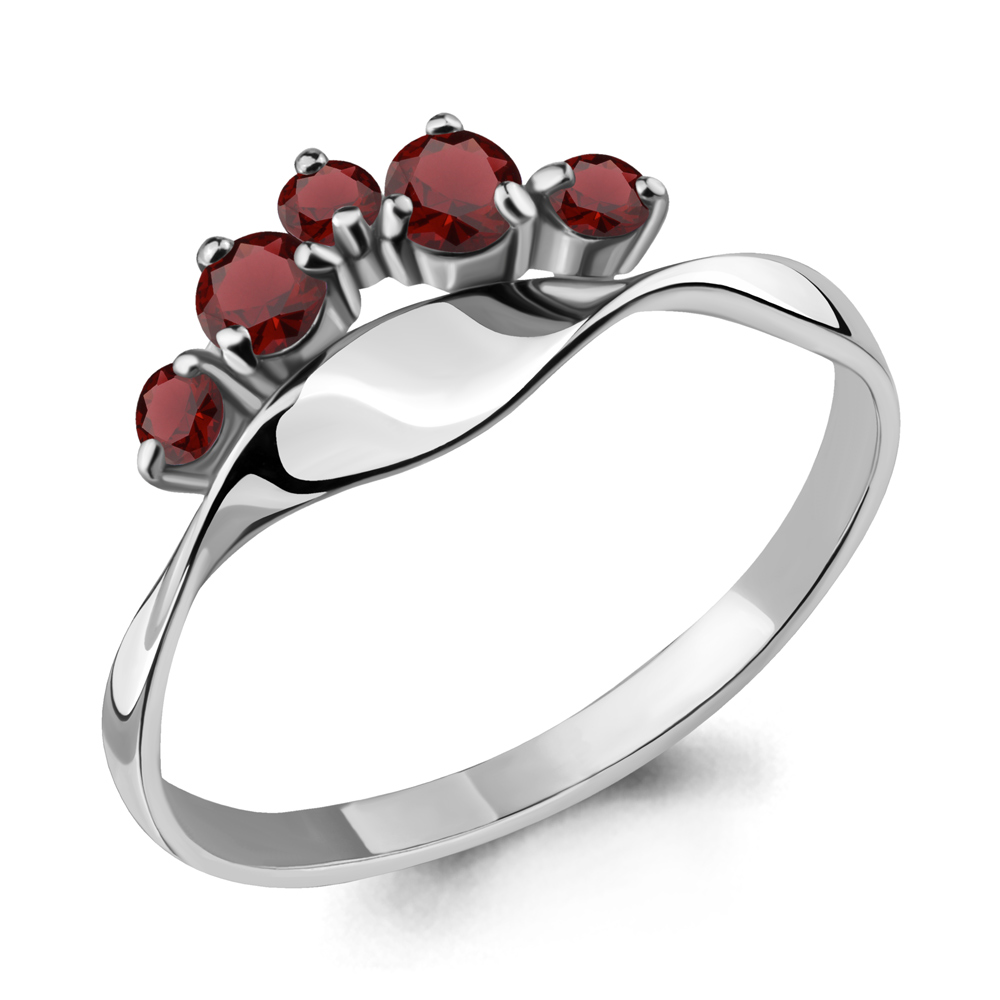 6568303 Кольцо из Серебра с гранатами из коллекции "Аура"