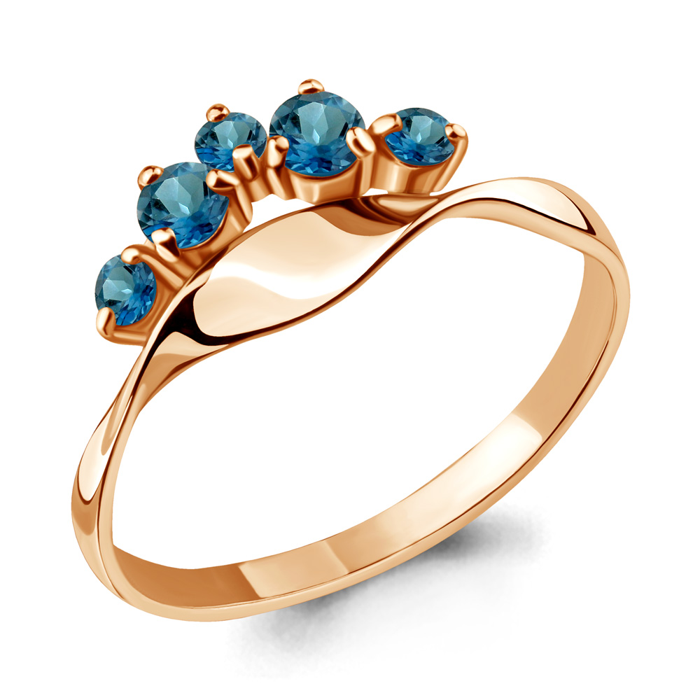 6568308 Кольцо из Золота с топазами лондон блю из коллекции "Аура"