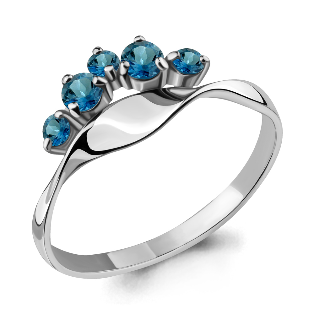 6568308 Кольцо из Серебра с топазами лондон блю из коллекции "Аура"