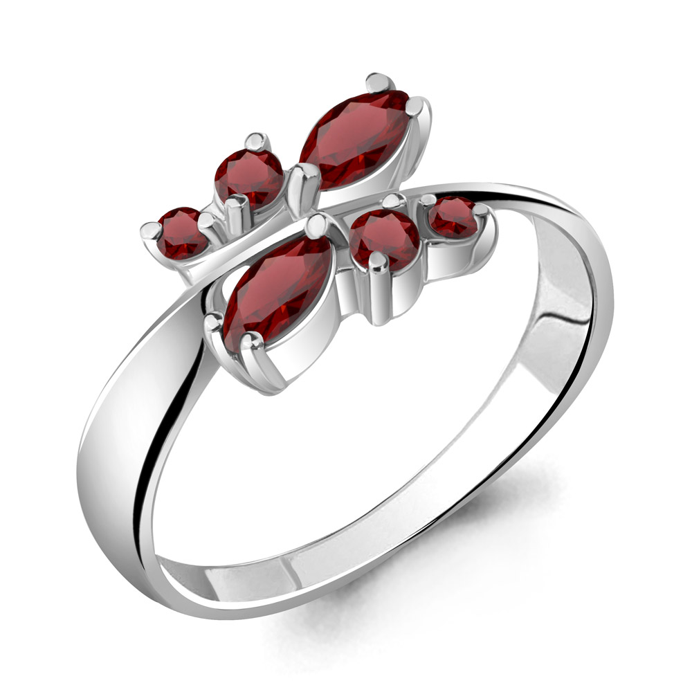 6568903 Кольцо из Серебра с гранатами из коллекции "Аура"
