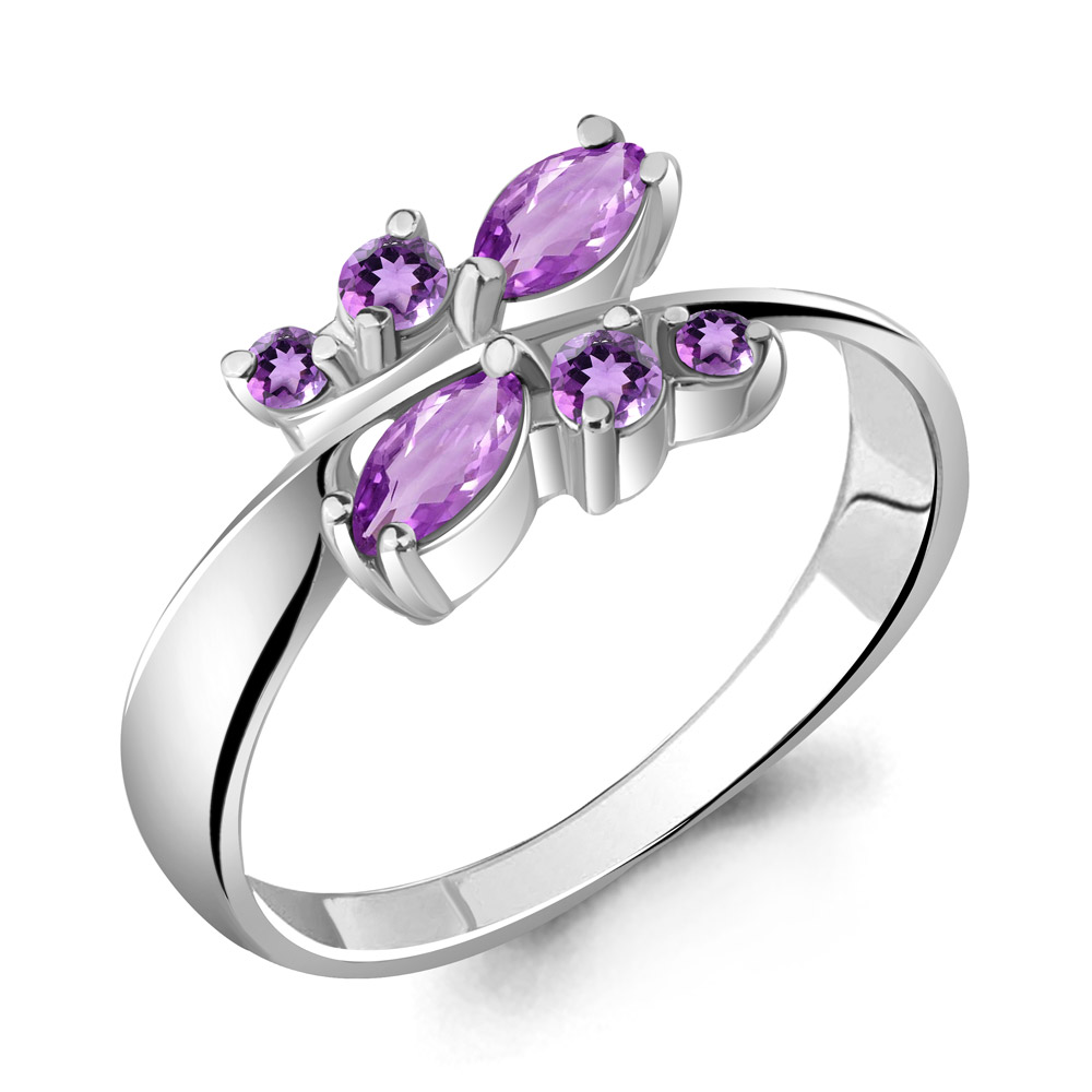 6568904 Кольцо из Серебра с аметистами из коллекции "Аура"