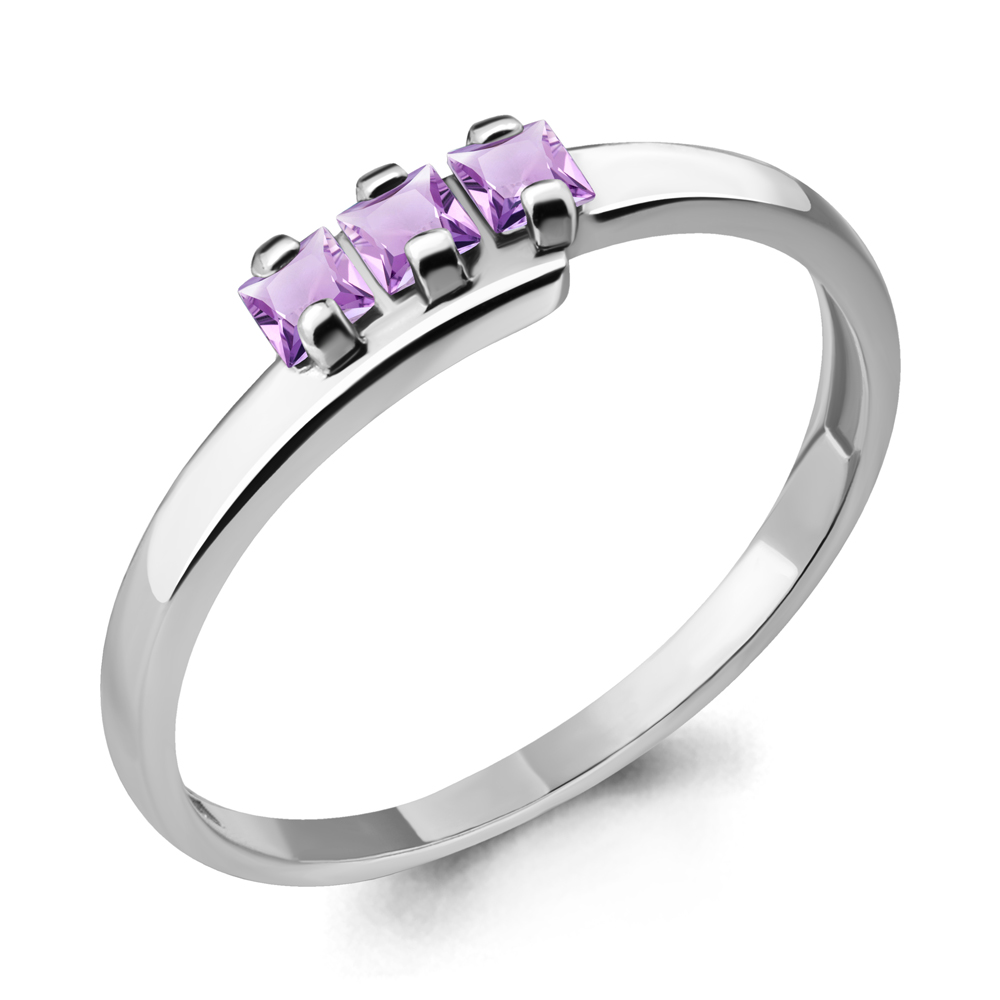 6569004 Кольцо из Серебра с аметистами из коллекции "Аура"