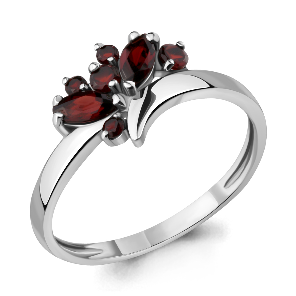 6569203 Кольцо из Серебра с гранатами из коллекции "Аура"