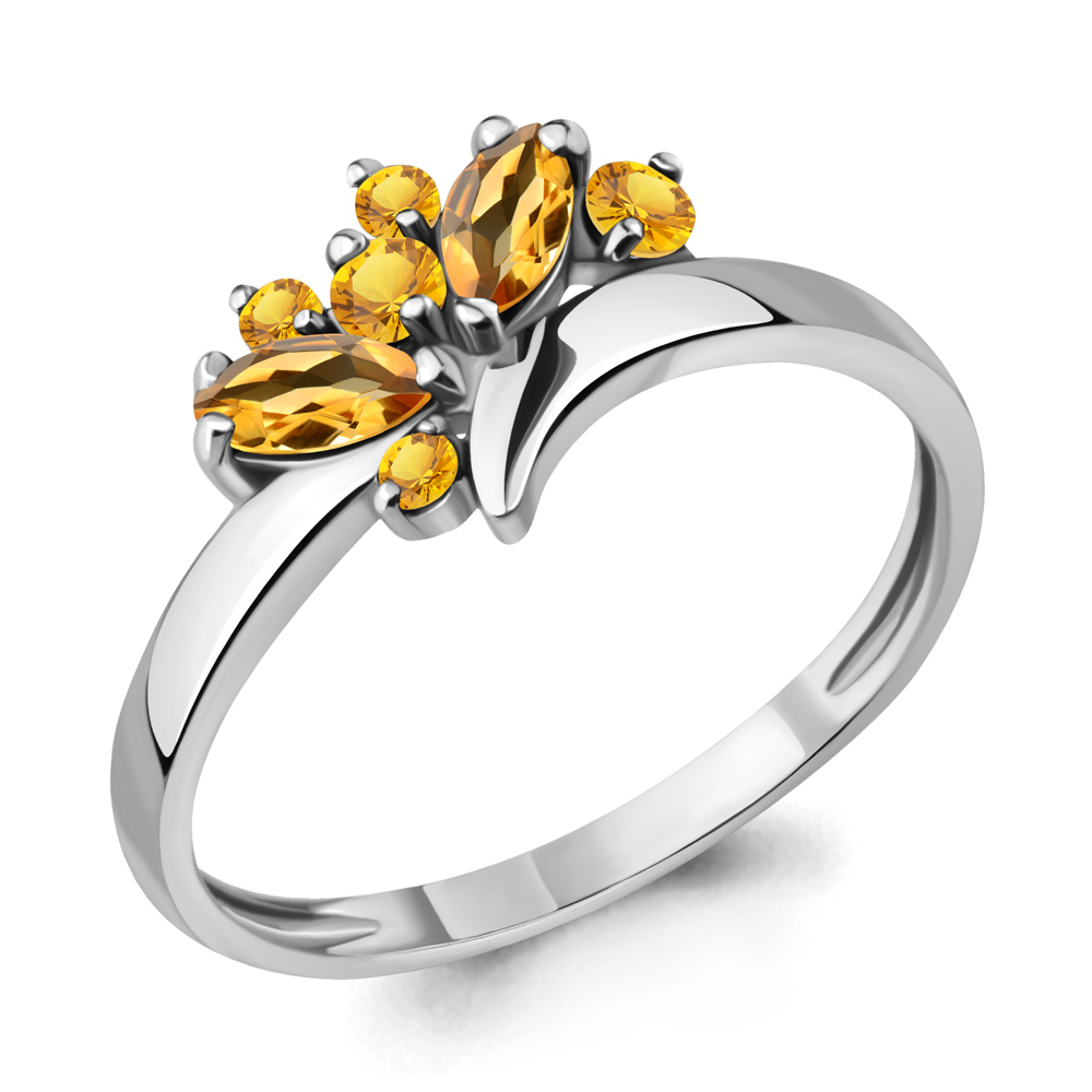 6569206 Кольцо из Серебра с цитринами из коллекции "Аура"