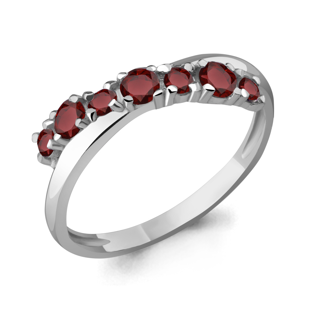 6569303 Кольцо из Серебра с гранатами из коллекции "Аура"