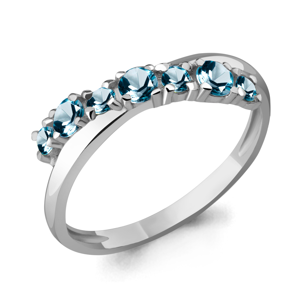 6569308 Кольцо из Серебра с топазами лондон блю из коллекции "Аура"