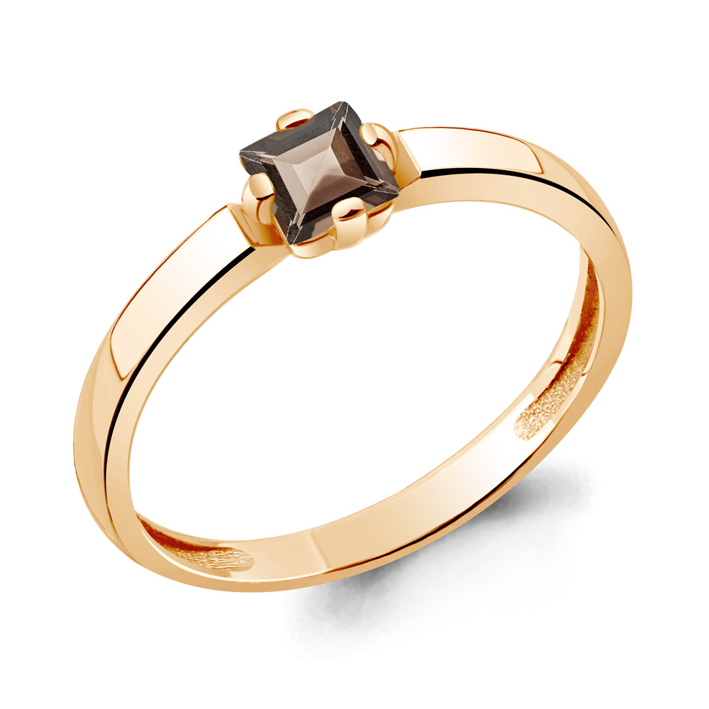 6569401 Кольцо из Золота с кварцем дымчатым из коллекции "Аура"