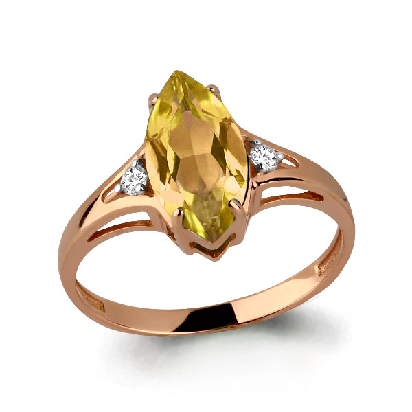 6570206 Кольцо из Золота с фианитами, цитрином