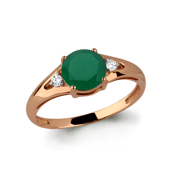 6570609 Кольцо из Золота с агатом, фианитами