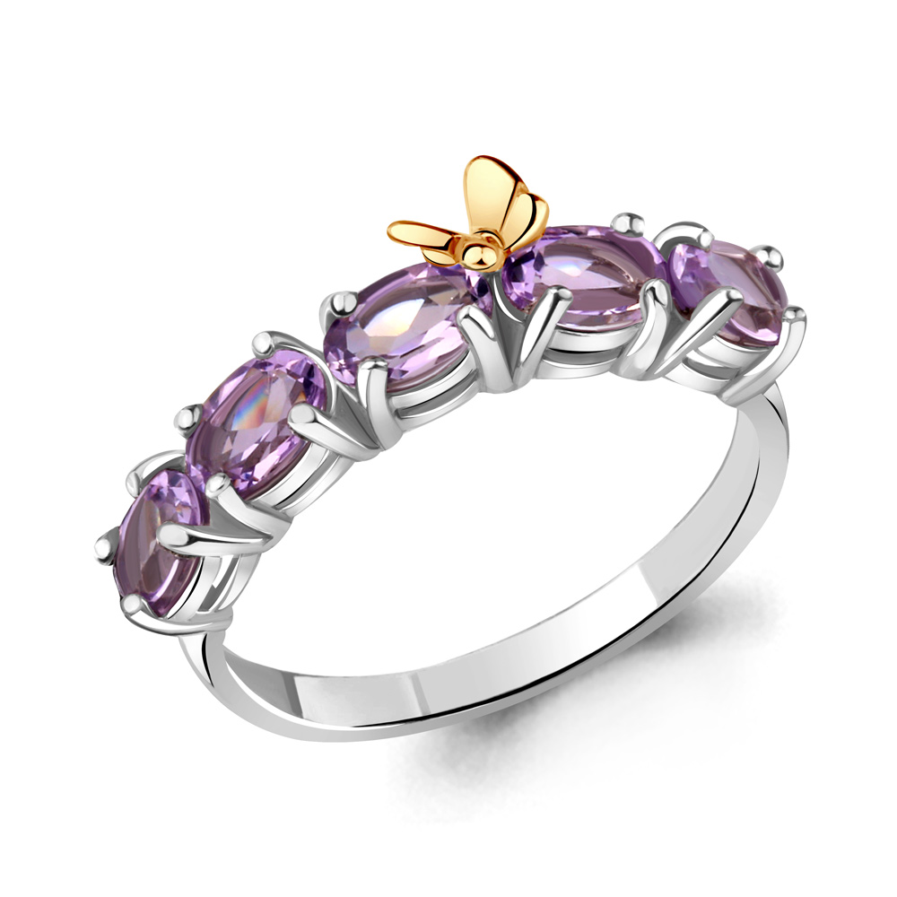 6571704 Кольцо из Серебра с аметистами