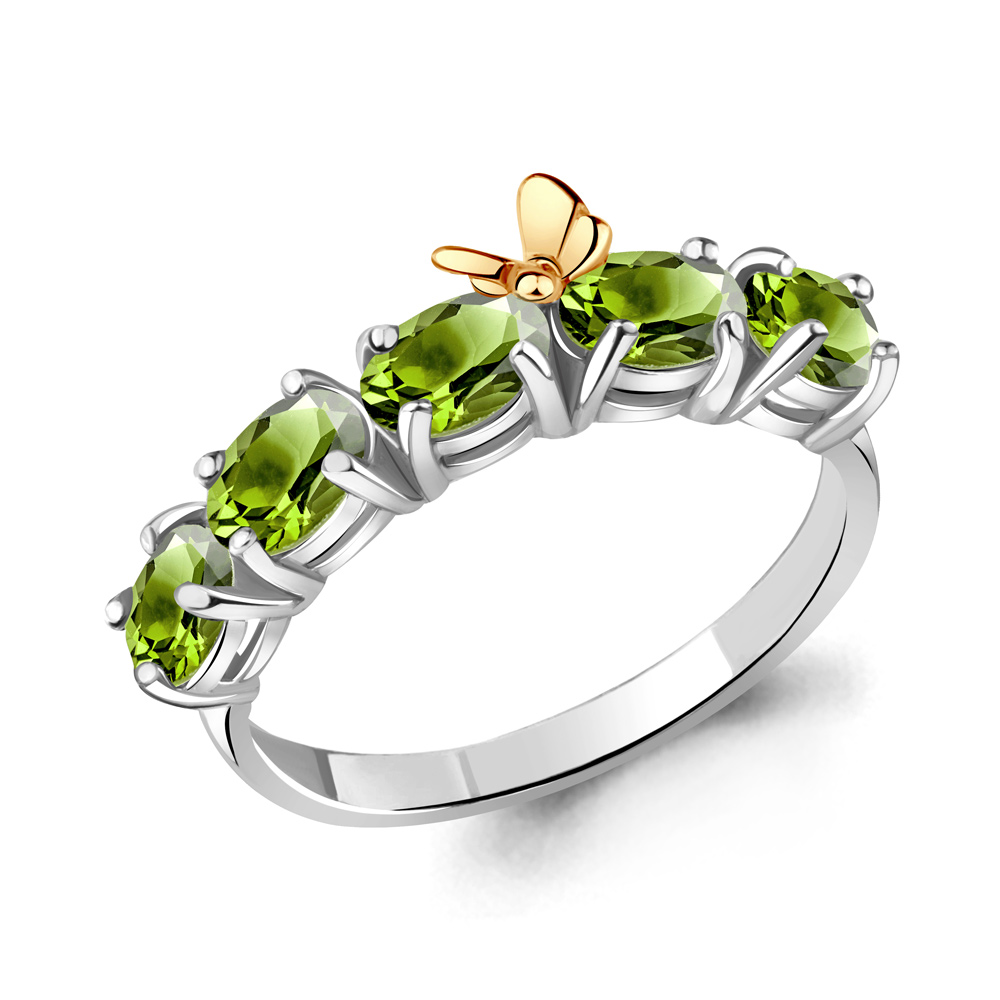 6571707 Кольцо из Серебра с хризолитами