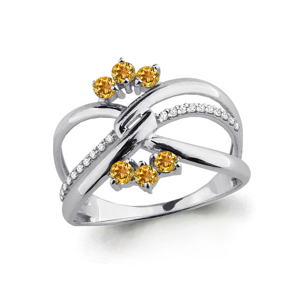 6573406А Кольцо из Серебра с фианитами, цитринами