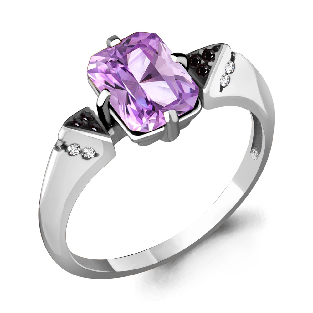 6574804Ч Кольцо из Серебра с аметистом, нанокристаллами, фианитами из коллекции "Gothic"