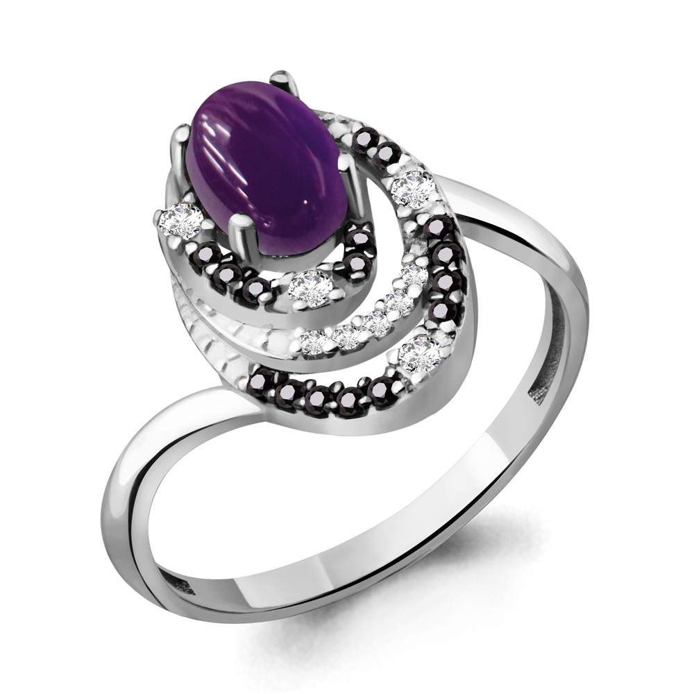 6575304Ч Кольцо из Серебра с аметистом, нанокристаллами, фианитами из коллекции "Gothic"