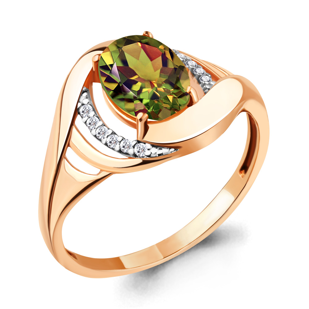 6575519А Кольцо из Золота с султанитом иск., фианитами