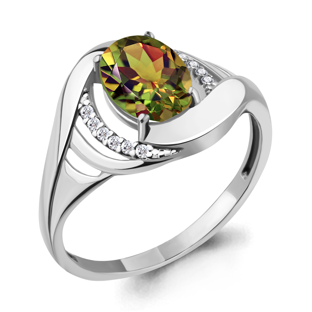 6575519А Кольцо из Серебра с султанитом иск., фианитами