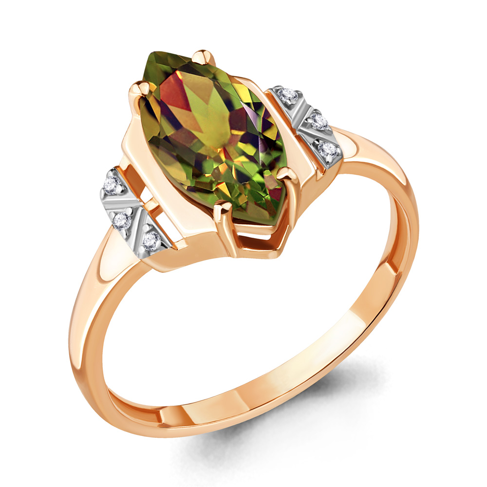 6575619А Кольцо из Золота с султанитом иск., фианитами