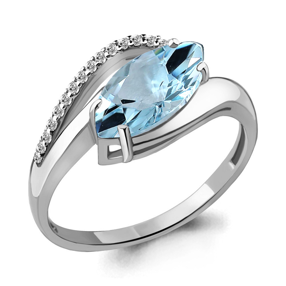 6575802А Кольцо из Серебра с топазом скай блю, фианитами