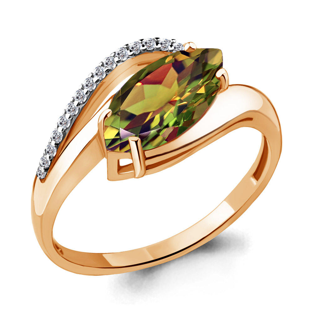 6575819А Кольцо из Золота с султанитом иск., фианитами