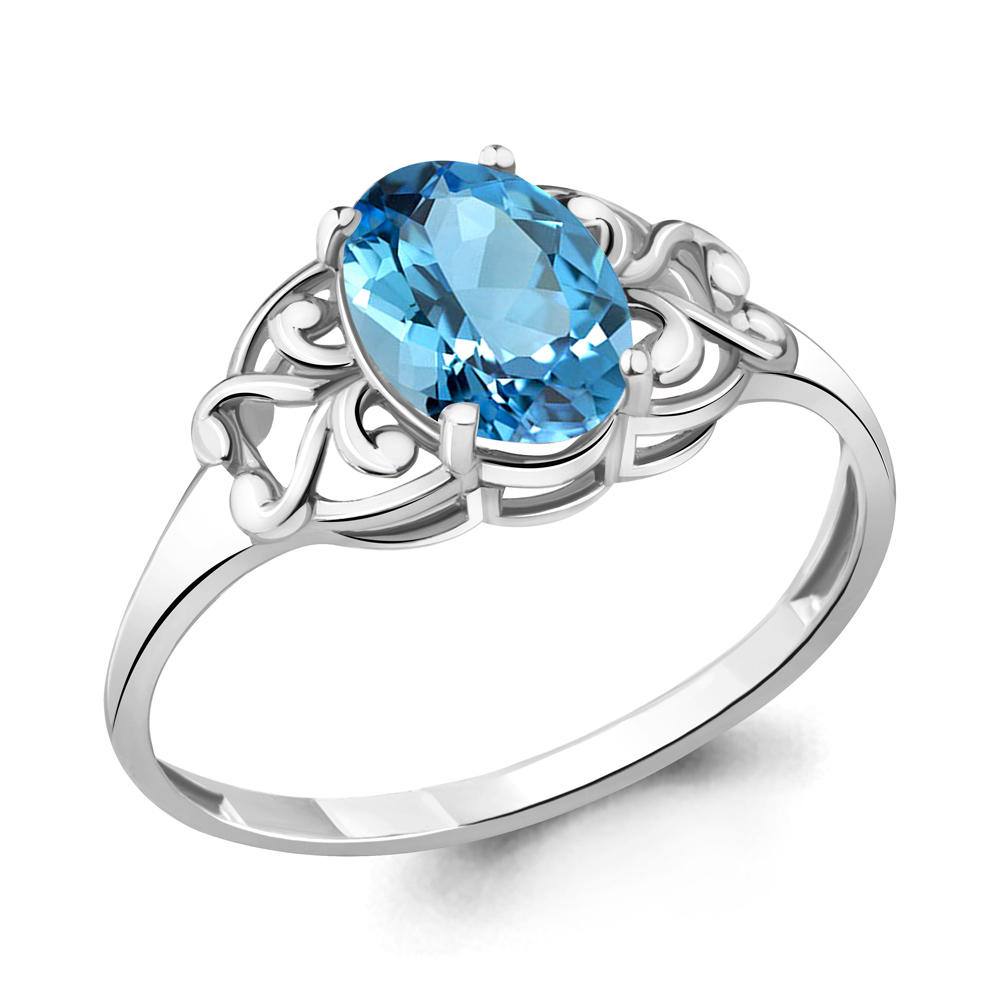 6576005 Кольцо из Серебра с топазом свисс блю