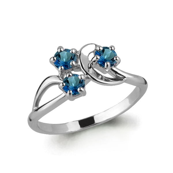 6576108 Кольцо из Серебра с топазами лондон блю