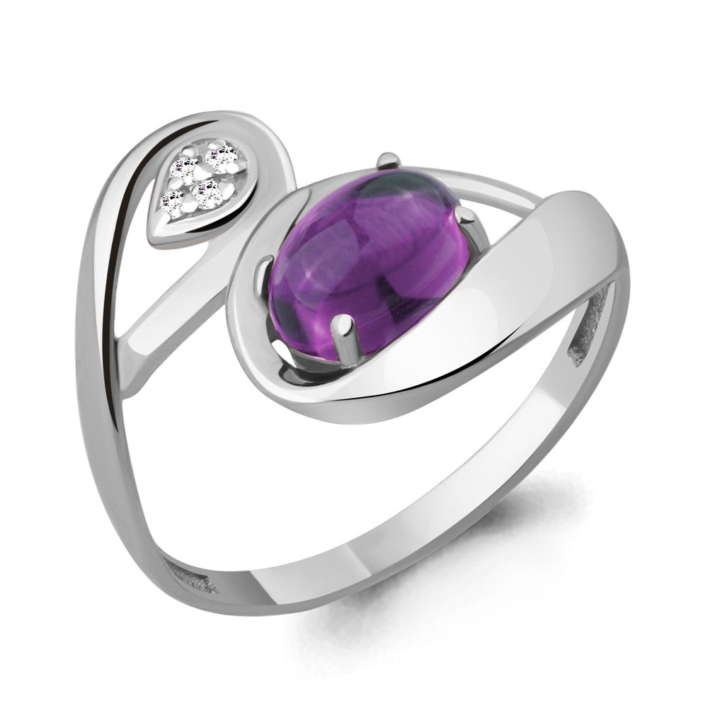 6576904 Кольцо из Серебра с аметистом, фианитами