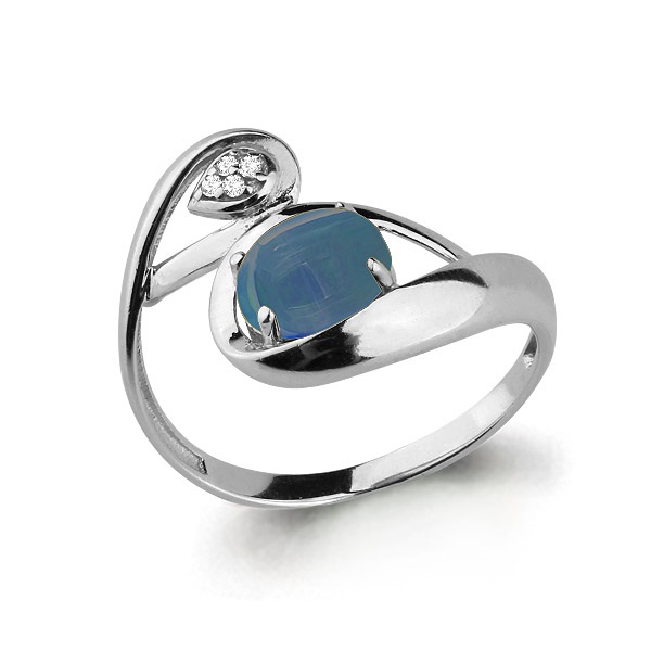 6576908 Кольцо из Серебра с топазом лондон блю, фианитами