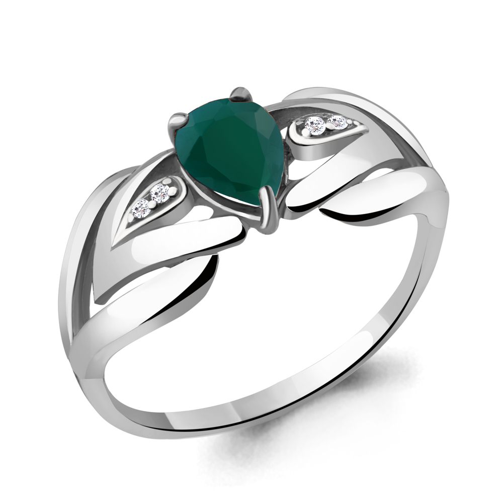 6578609А Кольцо из Серебра с агатом, фианитами