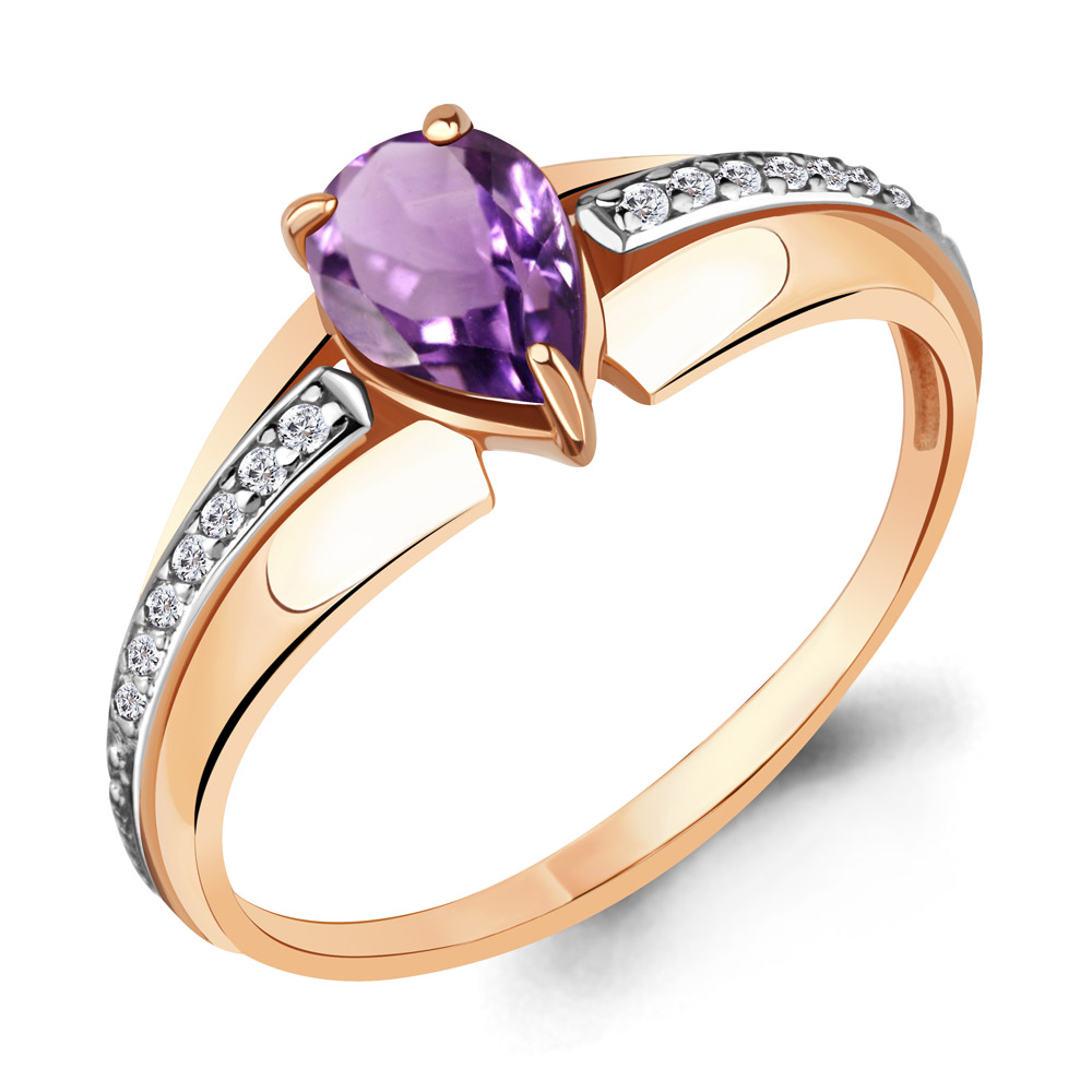 6578904А Кольцо из Золота с аметистом, фианитами