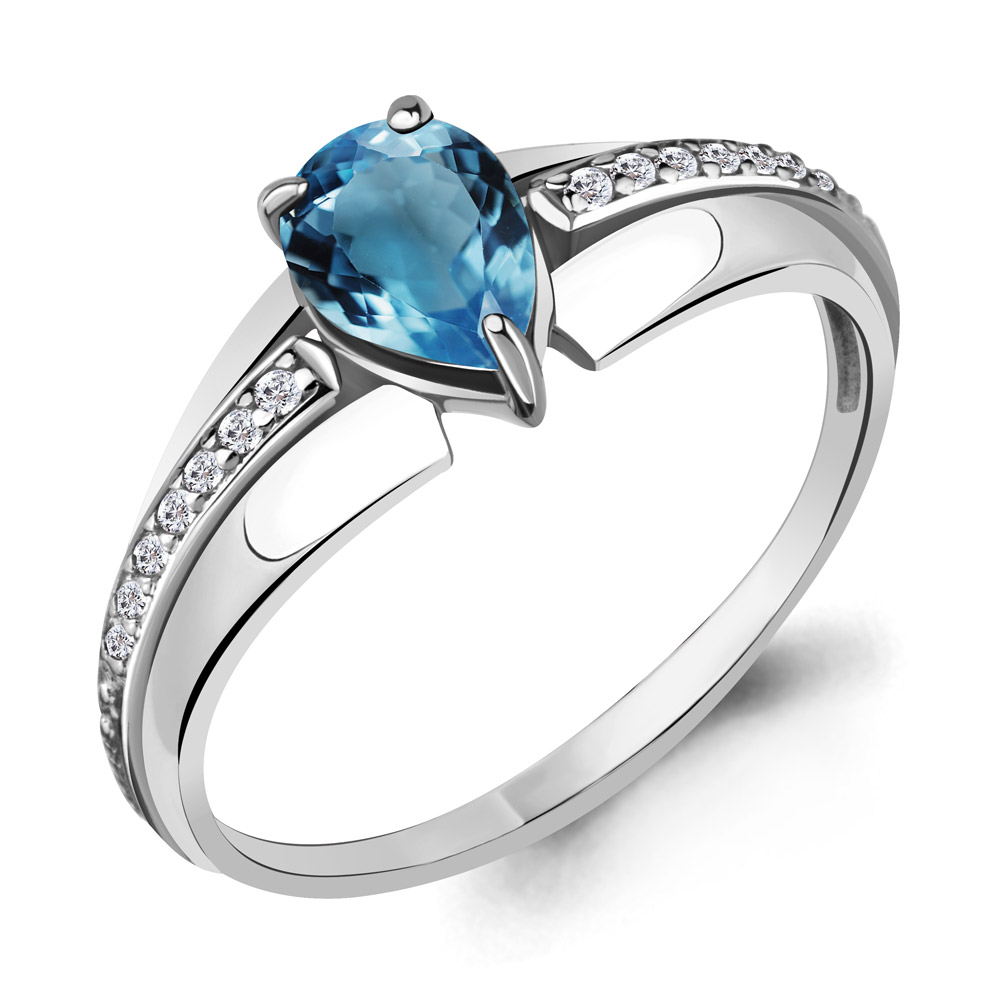 6578908А Кольцо из Серебра с топазом лондон блю, фианитами