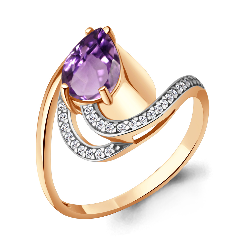 6579104А Кольцо из Золота с аметистом, фианитами