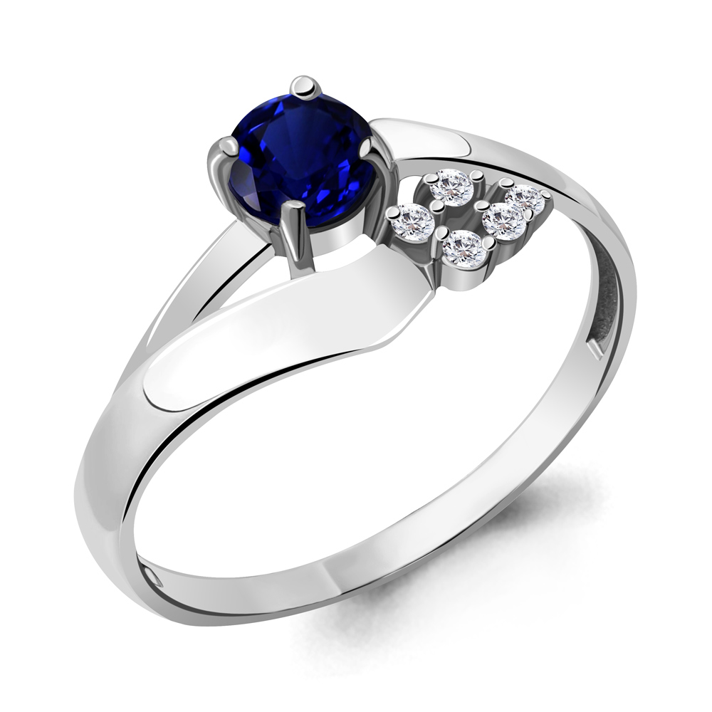 65824Б Кольцо из Серебра с наносапфиром, фианитами из коллекции "Клеопатра"